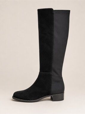 Stuart Weitzman Knee High Suede Stretch Boots Black Size 8 Worn Once